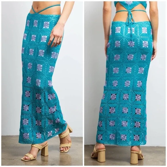 Lisa Maree You Are Now Midi Skirt in Turquoise - Picture 2 of 13